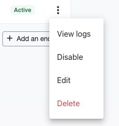 Webhook logs button